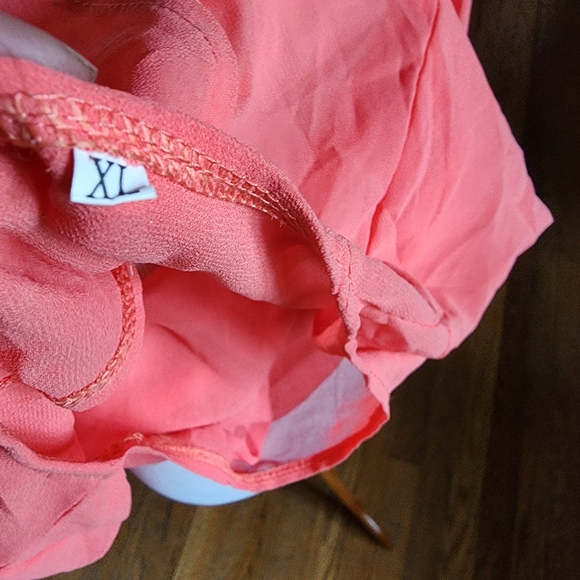 Coral Sheer Blouse with 3/4 Sleeves - Picture 3 of 3